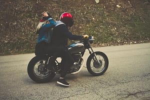 couple on motorbike